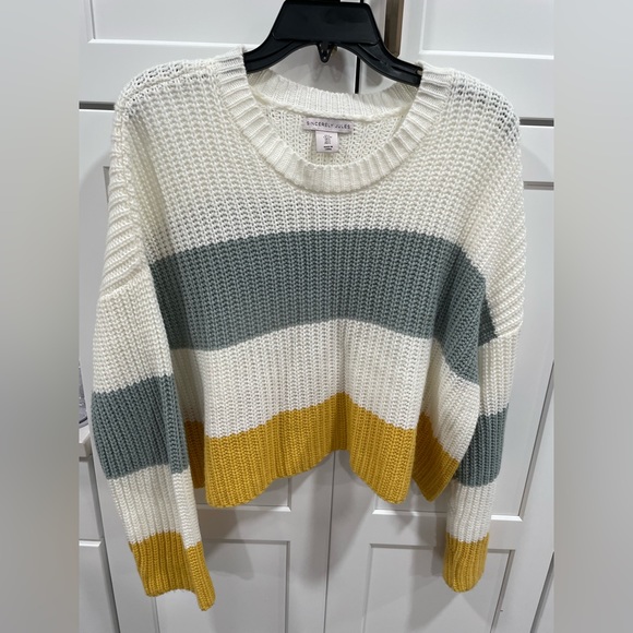 Sincerely Jules striped cropped sweater L - Picture 1 of 3